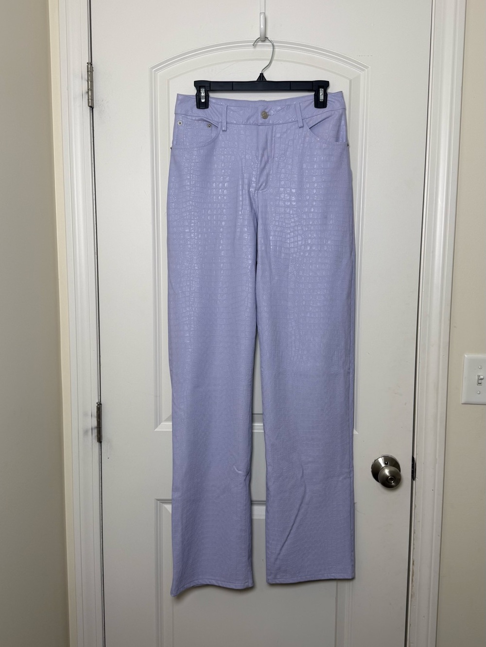 Naked wardrobe high rise faux croc pants